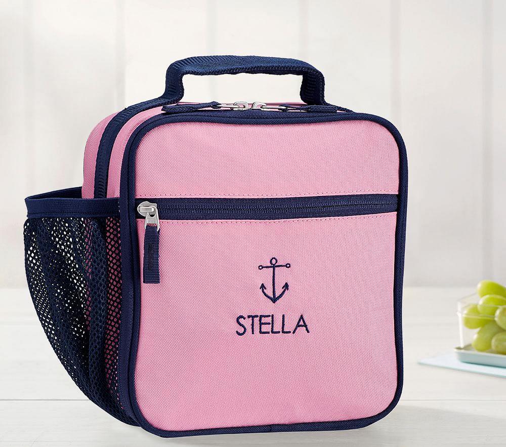 Mackenzie Pink Navy Trim Solid Classic Lunch Box